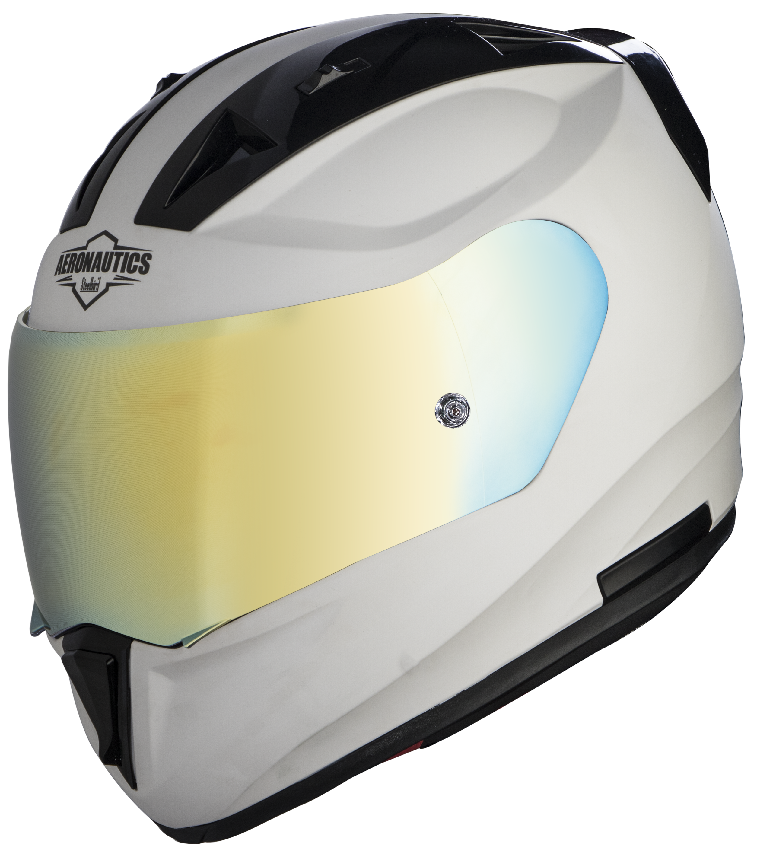 SA-1 Aeronautics Mat White With Anti-Fog Shield Gold Chrome Visor